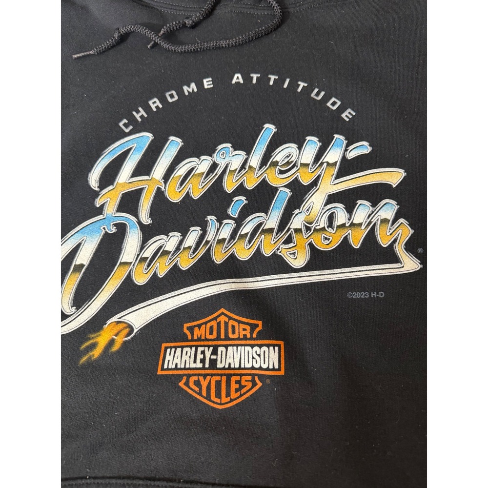 Harley-Davidson Mens Black Chrome Attitude Graphic Hoodie Sweatshirt XL 2023